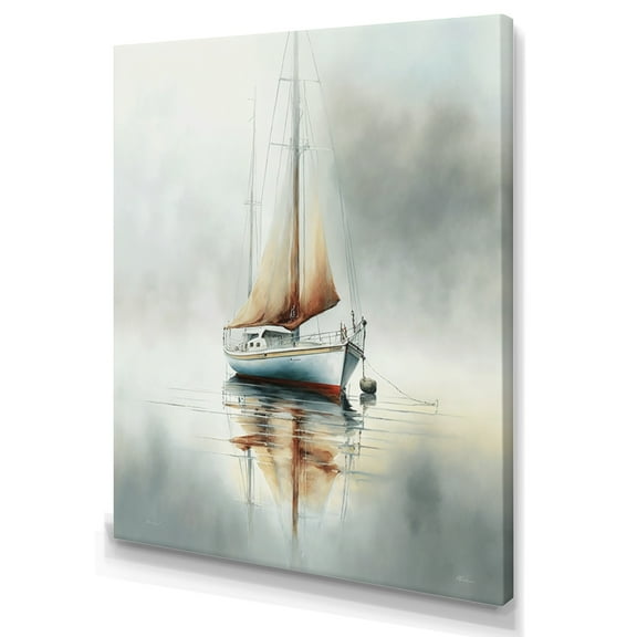 Designart Boat On The Lake II Canvas Wall Art