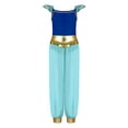 thumbnail image 3 of Sxiwei Arabian Princess Jumpsuits For Girls Rhinestone Patchwork Flying Sleeve Leotard Chiffon Overalls Blue 10, 3 of 4