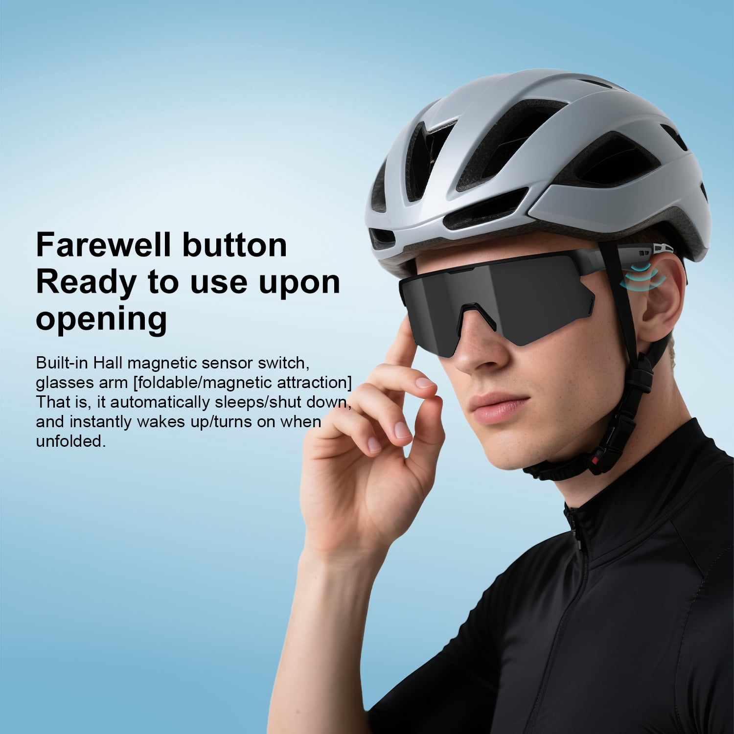 Bluetooth Audio Smart Glasses for Cycling Running Driving Polarized Sports Sunglasses with Open-Ear Speakers, Hands-Free Calls, Voice Assistant, UV Protection, IPX5 Waterproof for Hiking Fishing