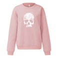 thumbnail image 5 of FASHOFT Halloween Sweatshirt for Women Cute Skull Graphic Oversized Hoodie Long Sleeve Crew Neck Sweater Fall Winter Casual Holiday Pullover Tops Pink S, 5 of 9