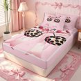 thumbnail image 2 of Erosebridal Y2K Leopard Cherry Zipper Full Size Comforter Sets with Fitted Sheet and 2 Pillowcases,Glam Satin Ribbon Zipper Bedding Set,Pink Brown Black,4pcs,Pink Reversible, 2 of 6