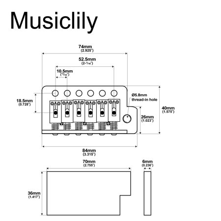 Musiclily 10.5mm トレモロユニットブリッジ STストラトエレキギター用、クローム