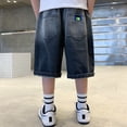 thumbnail image 4 of Uobin Boys Denim Shorts Summer Thin Gradient Casual Breathable Soft Blend Stretchy Waistband Toddler Everyday Wear, 4 of 8