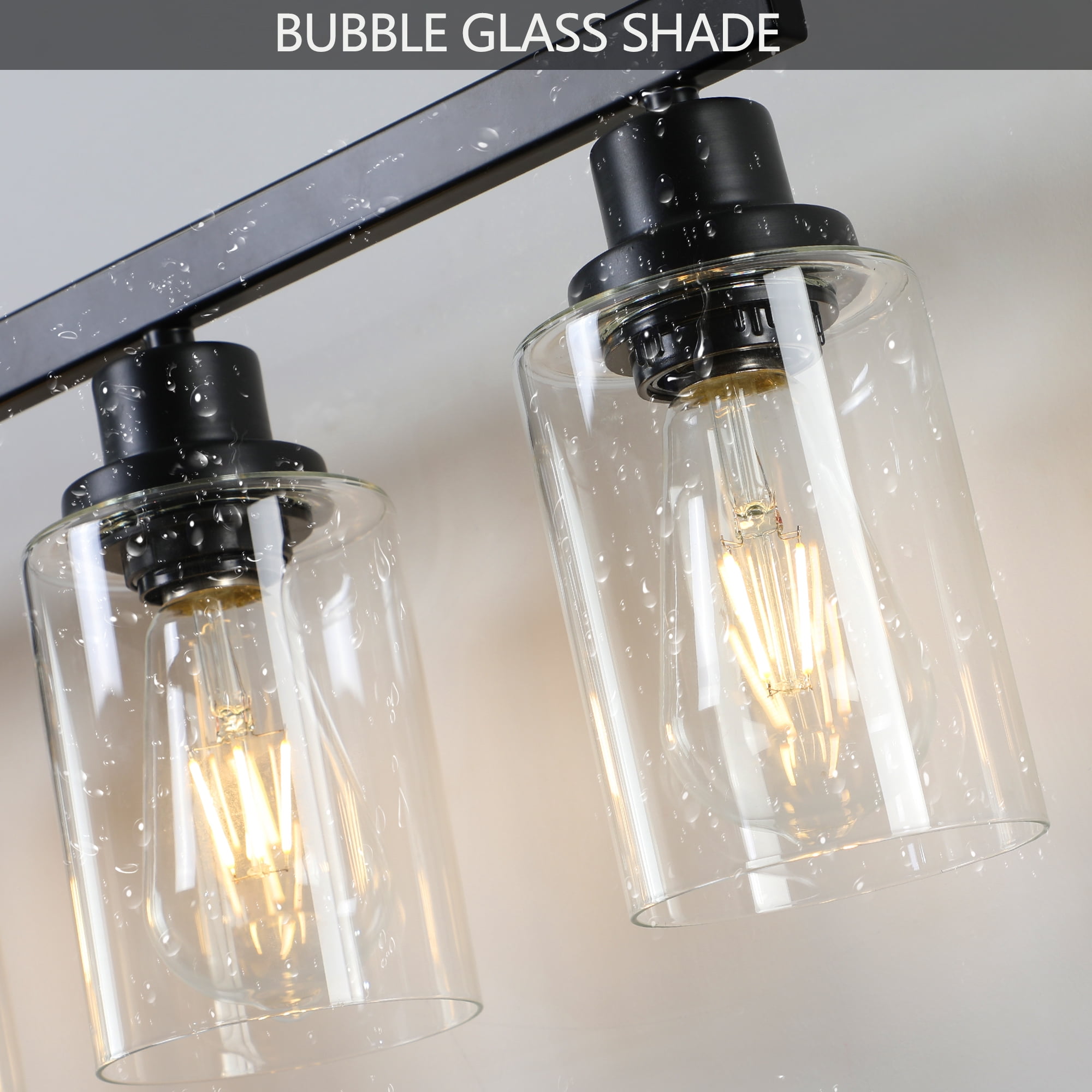 Leumius Modern Black 8-Light Bathroom Vanity Light Fixture, Industrial Wall Sconce with Clear Glass Shades for Mirror, Bathroom, Bedroom and Hallway (No Bulbs)