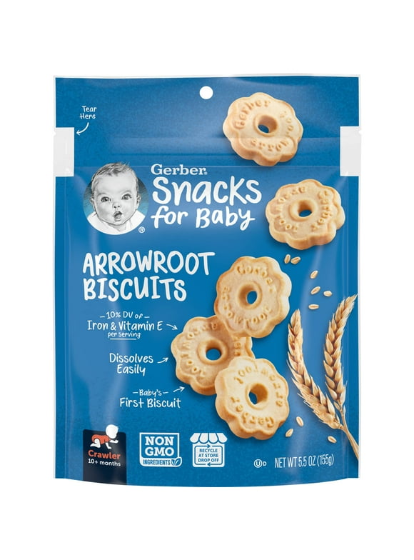 Gerber Snacks for Baby Biscuits, Arrowroot, 5.5 oz Bag