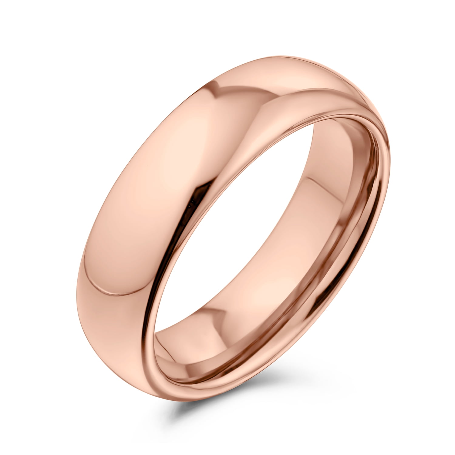 6mm Titanium Rose Gold Plated Eternity CZ Paved with Notches Wedding Band Ring 