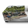 thumbnail image 3 of Hunting Soft Flannel Fleece Blanket, Fishing Tackle on a Pontoon Lake in the Woods Trees and Greenery Freshwater Hobby, Cozy Plush for Indoor and Outdoor Use, 50" x 60", Multicolor, by Ambesonne, 3 of 6