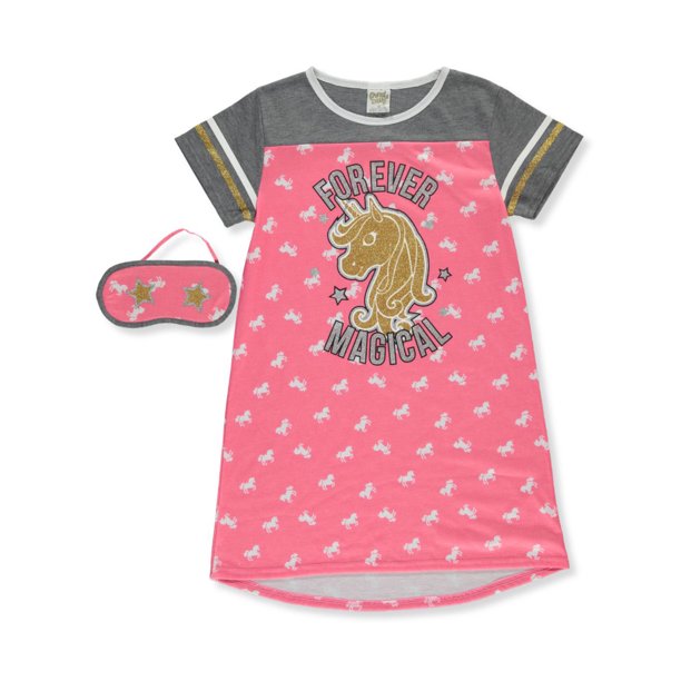 Sweet N Sassy Girls' Unicorn Nightgown With Sleep Mask Set (Big Girls