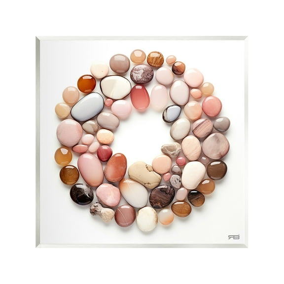 Stupell Industries Various Pebbles in Circle Landscape Painting Unframed Art Print Wall Art, 12 x 12
