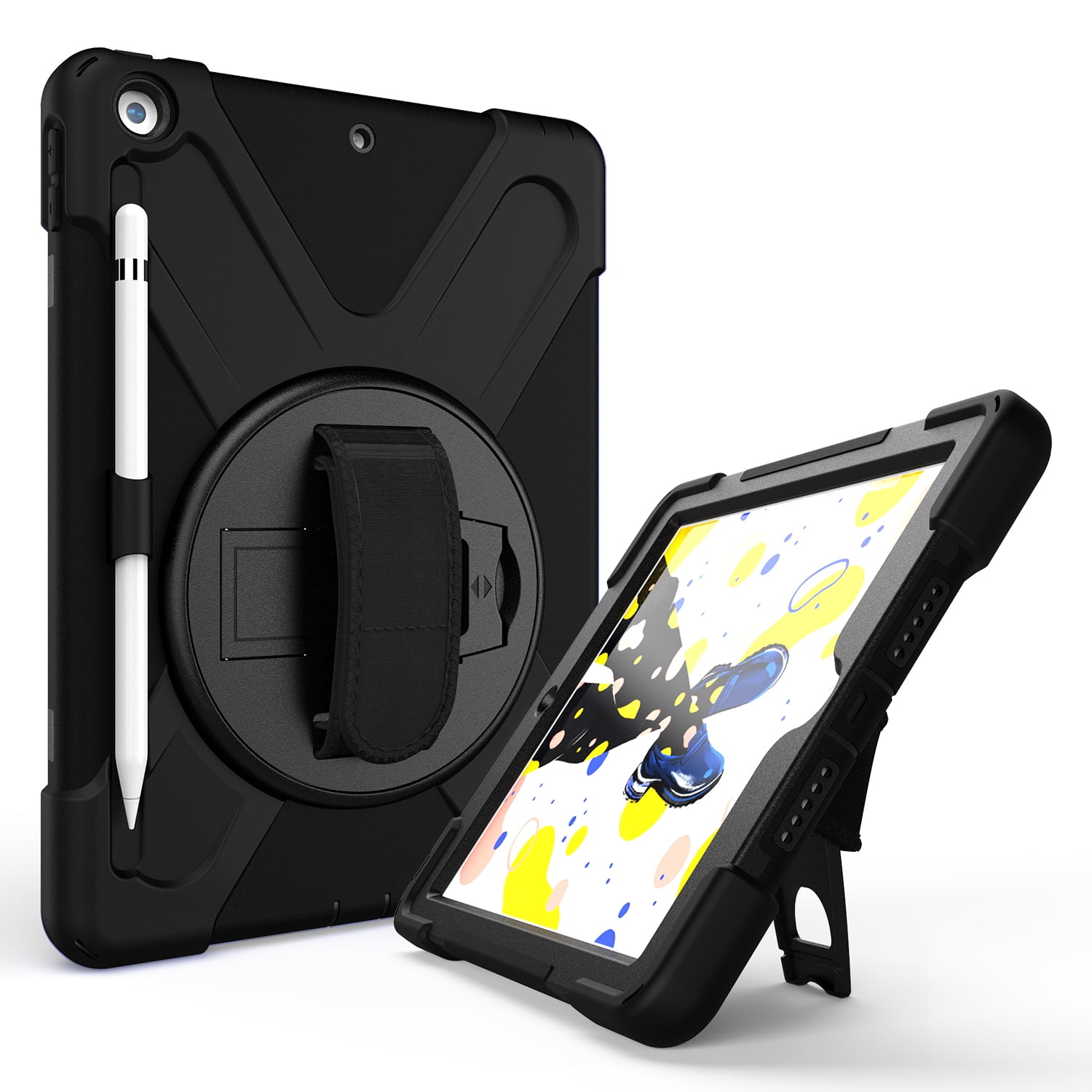 KIQ iPad 8th 7th Generation Case 10.2 inch 2019/2020, Shockproof Rugged Military Grade Case for Apple iPad 10.2 7th/8th Gen [Black]