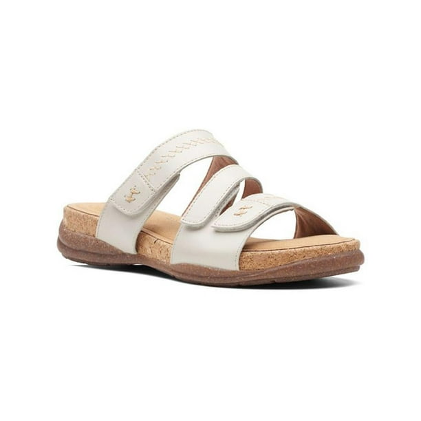 Clarks Womens Roseville Bay Leather Adjustable Slide Sandals - Walmart.com