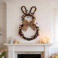 thumbnail image 6 of Easter Bunny Wreath, Spring Bunny Shaped Wreath with Bow, Artificial Flower Wreaths for Front Door Summer Farmhouse Holiday Wall Home Window Hanging Decor, 6 of 7