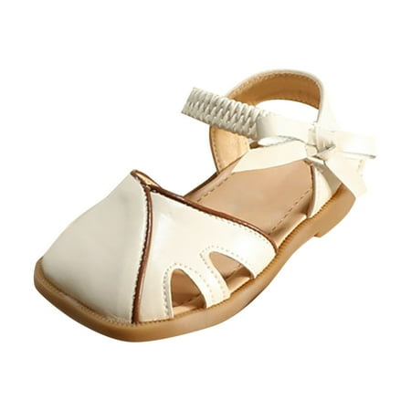 

NIUREDLTD Girls Summer Closed Toe Soft Bottom Solid Color Baby Princess Shoes Straw Straps Daily Casual Sandals Size 33