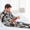thumbnail image 4 of Mens Pajamas Set, Parrot leaves shadow Button Down Long Sleeve Loungewear Sleepwear Pjs sets for Men, 4 of 5