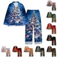 thumbnail image 5 of Ladies' Christmas Printed Casual Home Set: Long Sleeved Top & Long Pants, Black, Size L, 5 of 5