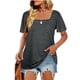 thumbnail image 4 of SAYOO Blusa de verano para mujeres, impresión de color sólido / raya SAYOO moda, 4 of 7