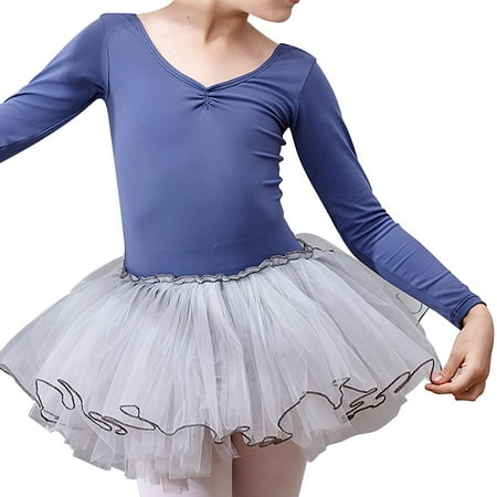 

HTGFGMGW Girls Dresses Girls Spring and Autumn Long Sleeve Tutu Training Clothing Dance Performance Clothing Dresses for Girls H