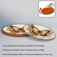 thumbnail image 4 of Butterfly Round Microfiber Leather Coasters, Set of 6, 11x11 cm/4.3x4.3 in, Drink Coasters for Home and Office, Cup Mats, 4 of 6