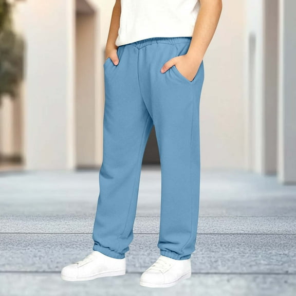 ATOGUTA Kids Boys Sweatpants Kids Active Lightweight Sweatpants Casual Jogger Pants with Pockets Size 4T-15, Blue