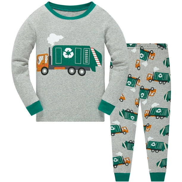 Little Boys Pajamas Garbage Truck 100% Cotton Long Sleeve Toddler Pjs ...