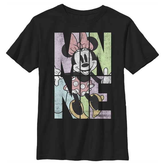 Boy's Mickey & Friends Minnie Panels  Graphic Tee Black Large