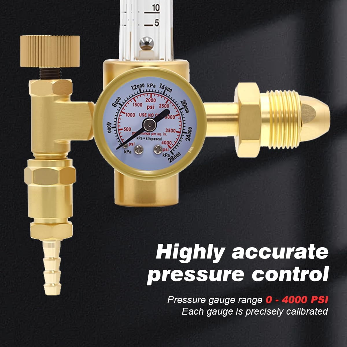 CGA-580 Argon CO2 MIG Welding Regulator 0-60 CFH Flow Meter Gauge with 6.5FT Gas Welding Hose for MIG/TIG Welding