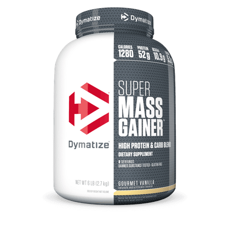 Dymatize Super Mass Gainer Protein Powder, Gourmet Vanilla, 52g Protein, 6 Lb