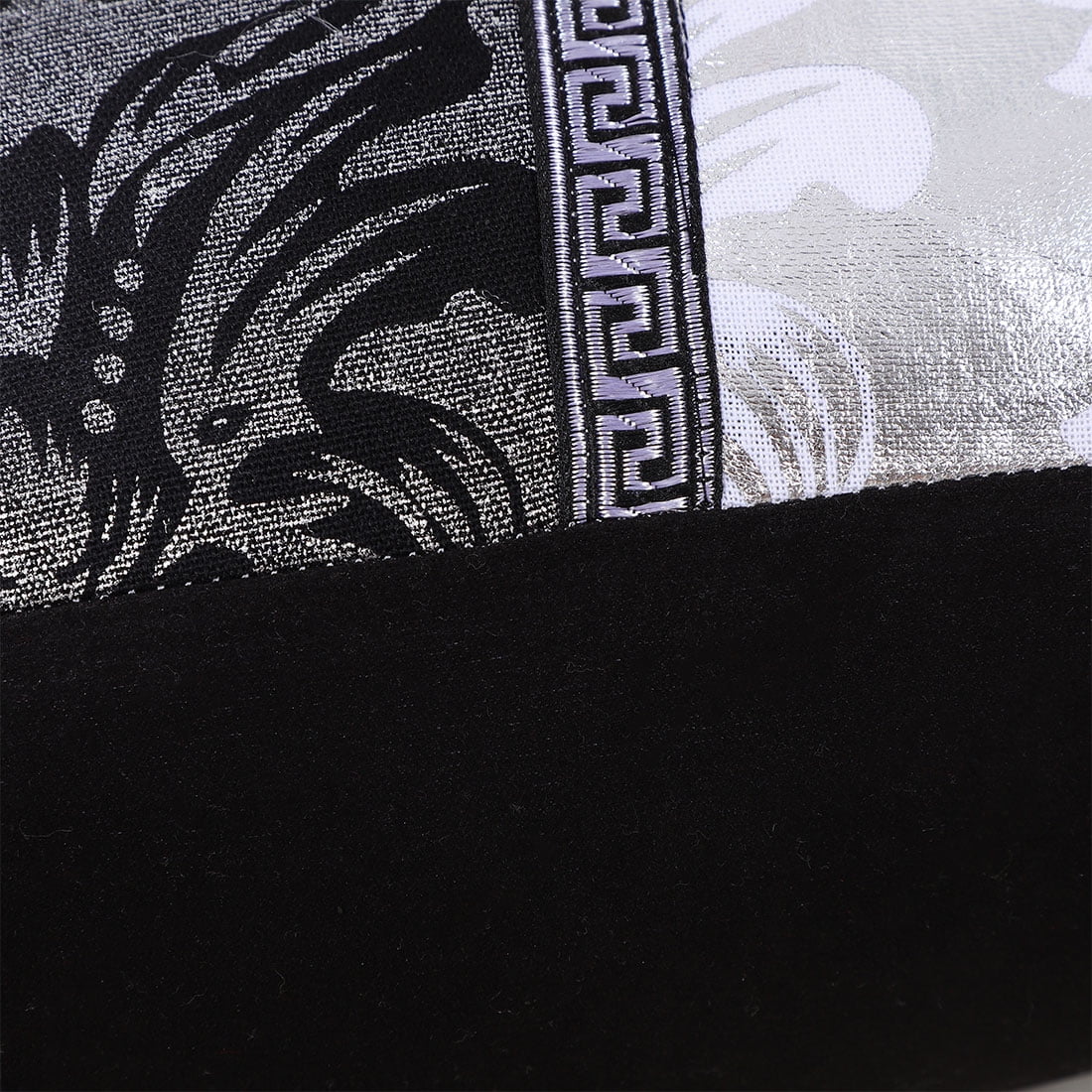 Unique Bargains Luxury Square Decorative Throw Pillow Cover Black&Silver 18" x 18"