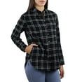 thumbnail image 2 of Jachs Girlfriend Women's' Super Soft Flannel Side Pockets Button Front Shirt-Black / M, 2 of 5