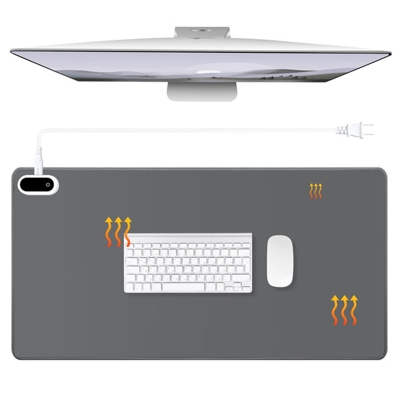 Heated Large Desk Mat PU Leather Warm Mouse Pad with 5 Heating Level & 4 Hour...