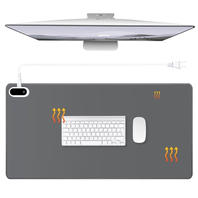 Heated Large Desk Mat PU Leather Warm Mouse Pad with 5 Heating Level & 4 Hour...