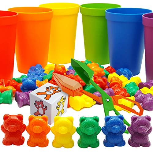 rainbow counting bears with matching sorting cups