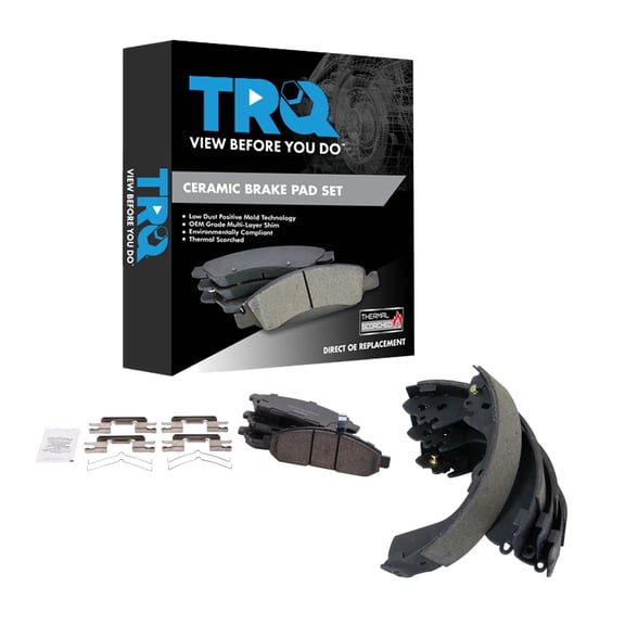 TRQ Front Brake Pads Ceramic Hardware Fits 2015-2018 Chevrolet City Express 2013-2020 Nissan NV200