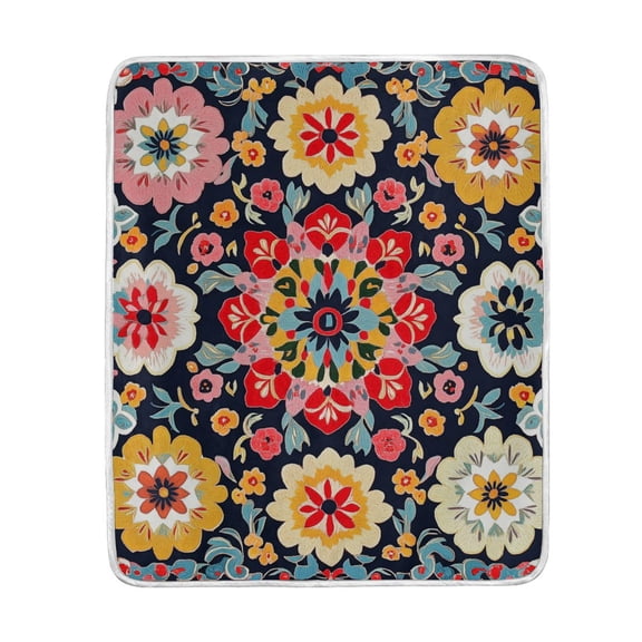 Yayeee Throw Blanket for Couch Soft Warm 50" x 60" Sofa Chair Bed Decoration, Colorful Floral Pattern