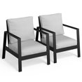thumbnail image 3 of Heynemo Aluminum Outdoor Patio Armchair Set of 2, Water-Resistant Metal Patio Single Chairs, Modern Outdoor Conversation Set for Deck Garden Poolside, Grey, 3 of 6
