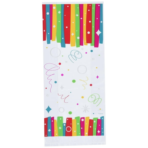Unique Industries Assorted Colors Striped Birthday Party Bags, 20 Count