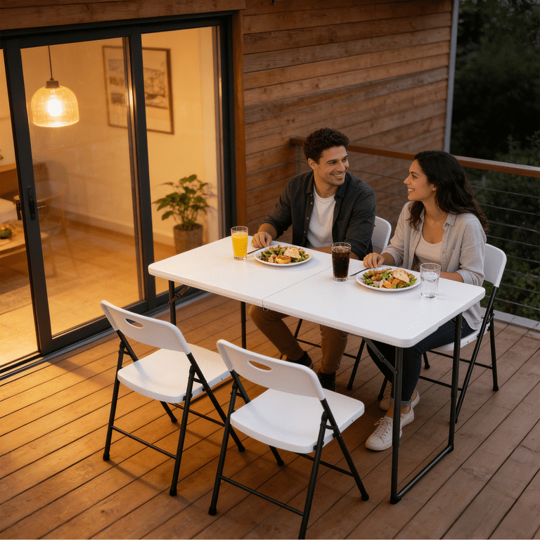 HaiNova 4 Foot Folding Table, 400 lb Capacity photo 2