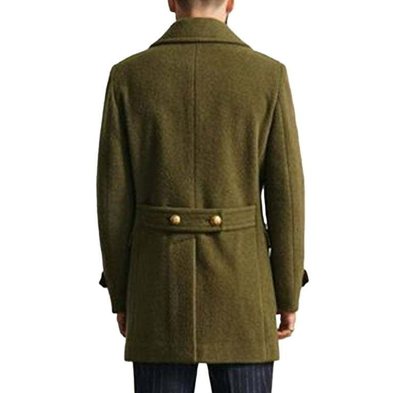 YLSDY Men's Peacoat Double Breasted Wool Overcoat Warm Winter