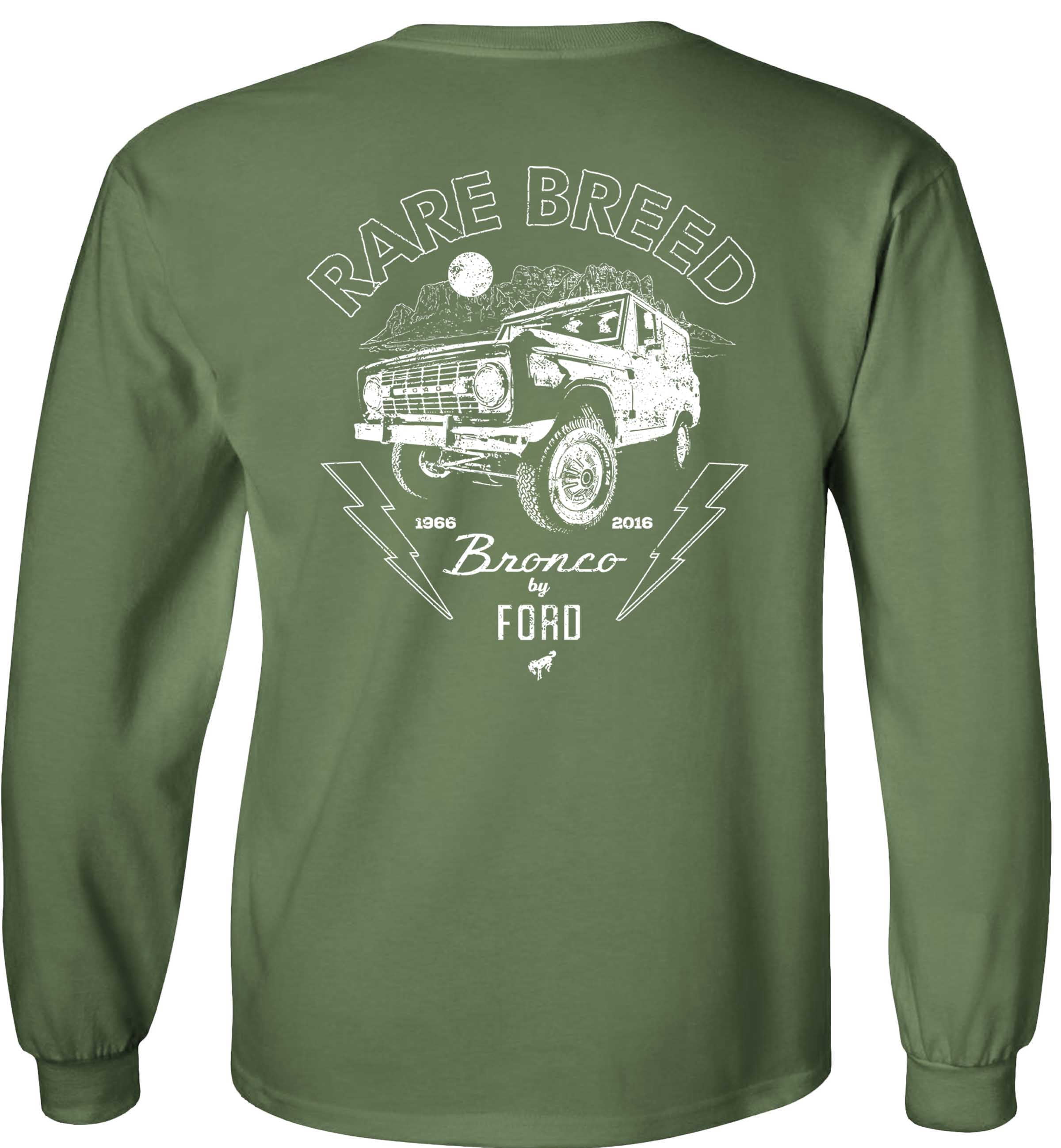 Fair Game Rare Breed 1966-2016 Ford Bronco Long Sleeve Shirt-Military-Green-XL