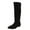 Black, variant on Women's -High Boots Casual Long Flat Fashionable Solid Color Flock Pointed Toe Wrinkled Design for Stylish Comfort