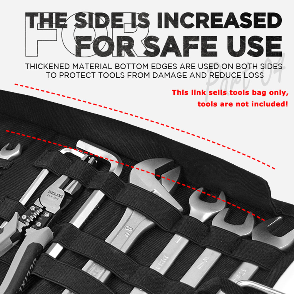 Tool Bag Large Wrench Roll Up Portable Pouch Bag Folding Storage Kit Pockets Kit for Motorcycle/Motocross Riding New