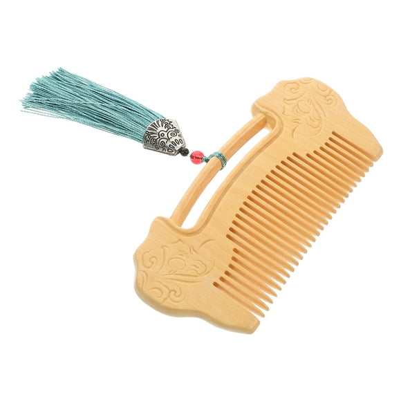 KAKOWELY wood wide tooth comb Handmade Fine Tooth Wooden Comb With Ruyi Lock Carving Boxwood For Women Men Pocket Beard Comb Scalp Massager4.92"X2.17"X0.39"