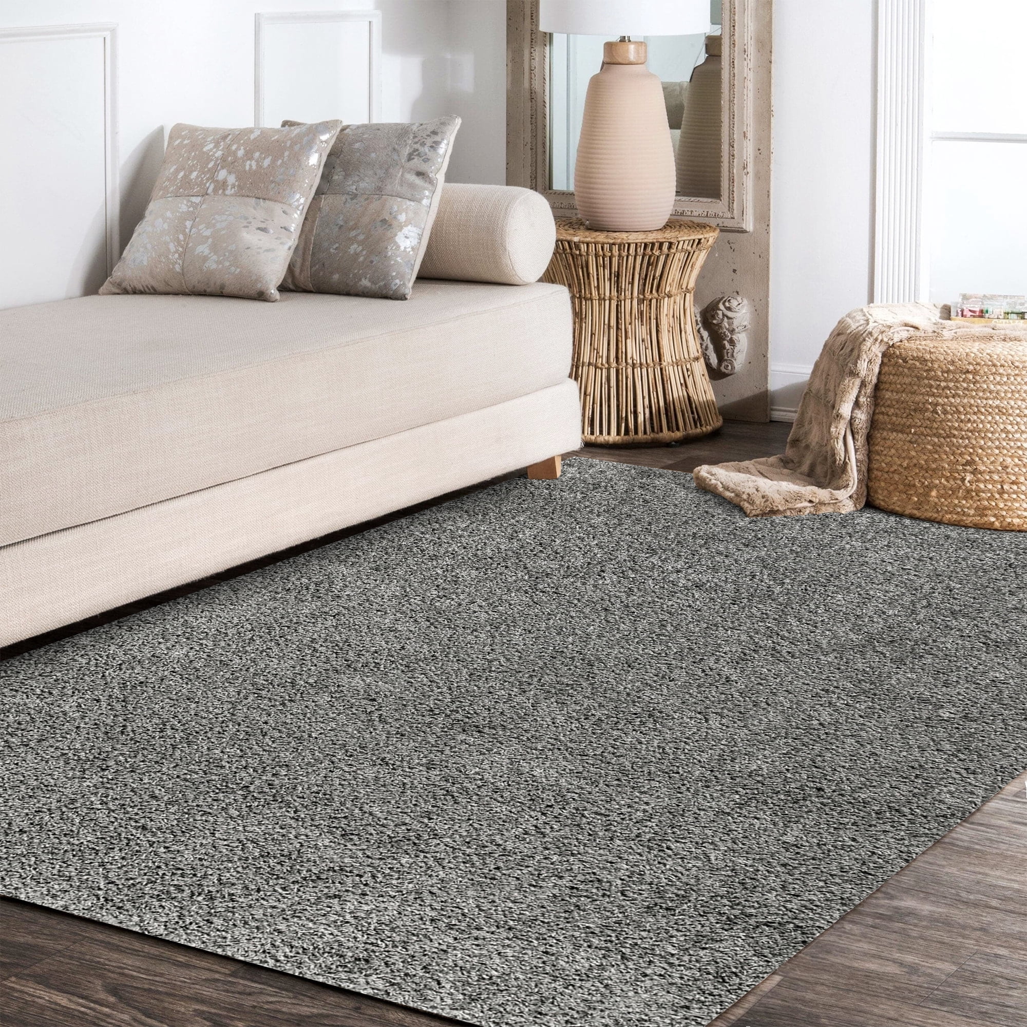 JONATHAN Y MERCER SHAG 4 x 6 Area Rug, Mercer Plush - Charcoal, MCR106B-4