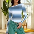 thumbnail image 3 of yillto Tight Shirts for Womens Striped Long Sleeve Slim Tee Cropped Tops Crewneck Basic Tshirts Clothes, 3 of 6