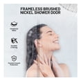 thumbnail image 3 of Mountain 60-inch Reversible Frameless Sliding Deco-Glass Shower Door with Soft-Close System in Brushed Nickel Finish, 3 of 13