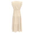 thumbnail image 3 of Ruffles Are Slim Solid Color Jacquard Long Sleeveless Dress Spring Summer Women's Dress Cake Dress Womens Short Dresses Shopping Women Dresses Dress Casual Short Petite Summer Dresses for Women Petite, 3 of 4