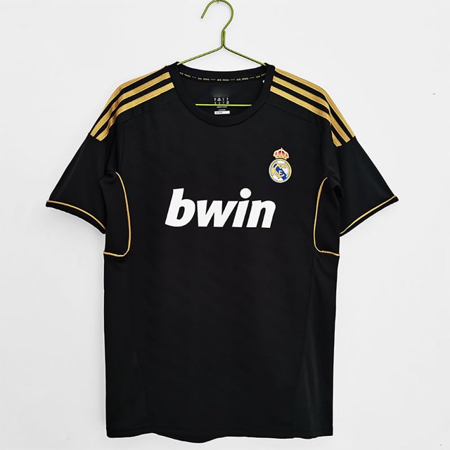 Camiseta Clásica De Fútbol Negra De Verano De Visitante Del Real Madrid 11/12, Manga CortaM