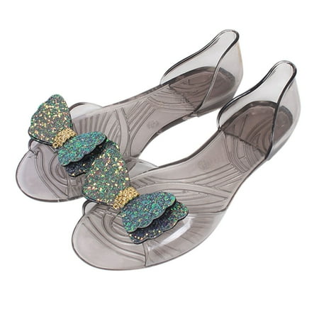 

Aayomet Summer Slippers for Women Diamonds Beach Women s Shoes Shoes Jelly Sandals Flashing Fashion Shoes Casual Bow Women s Green 9