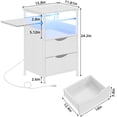 thumbnail image 2 of LELELINKY 5-Tier End Table with LED Light & Charging Station, Narrow Wooden Side Table with Shelf and Drawers, Bedside Table for Bedroom, 2 of 5