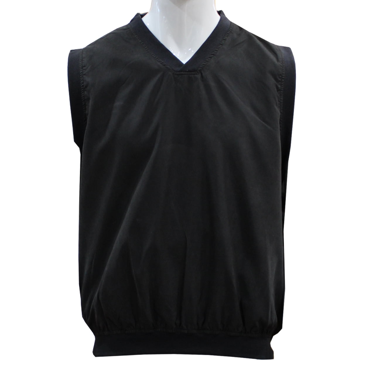 Weather Perfect Men's V-Neck Pullover Golf Wind Vest, Large Black